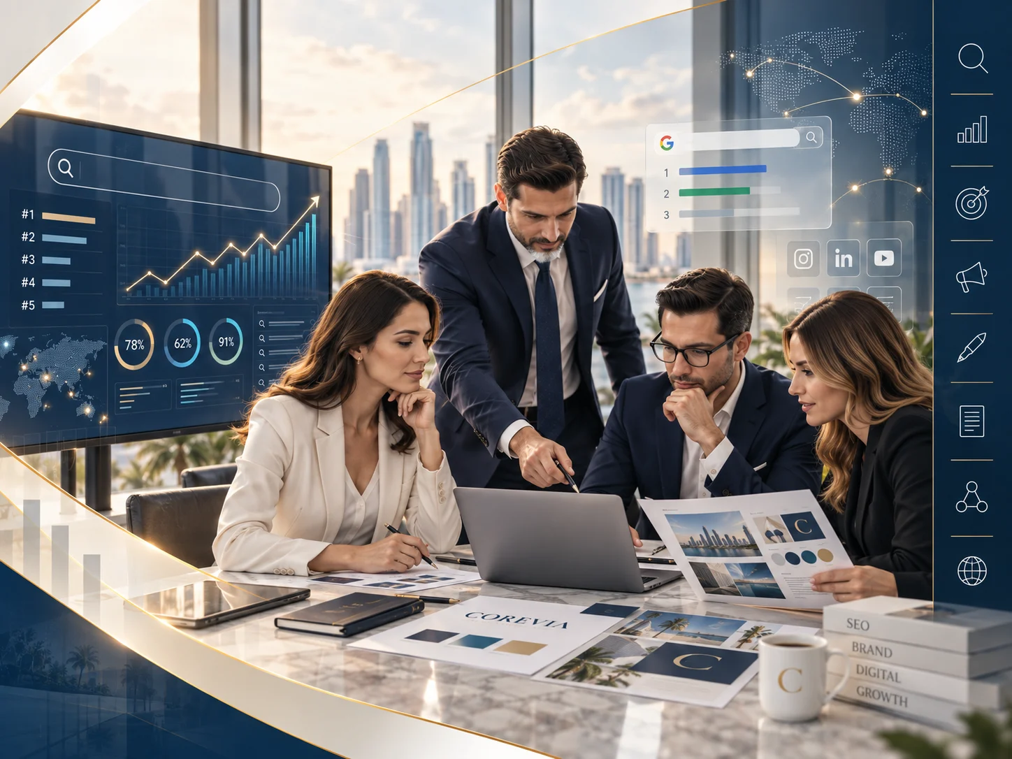 Profesionales trabajando en estrategia empresarial