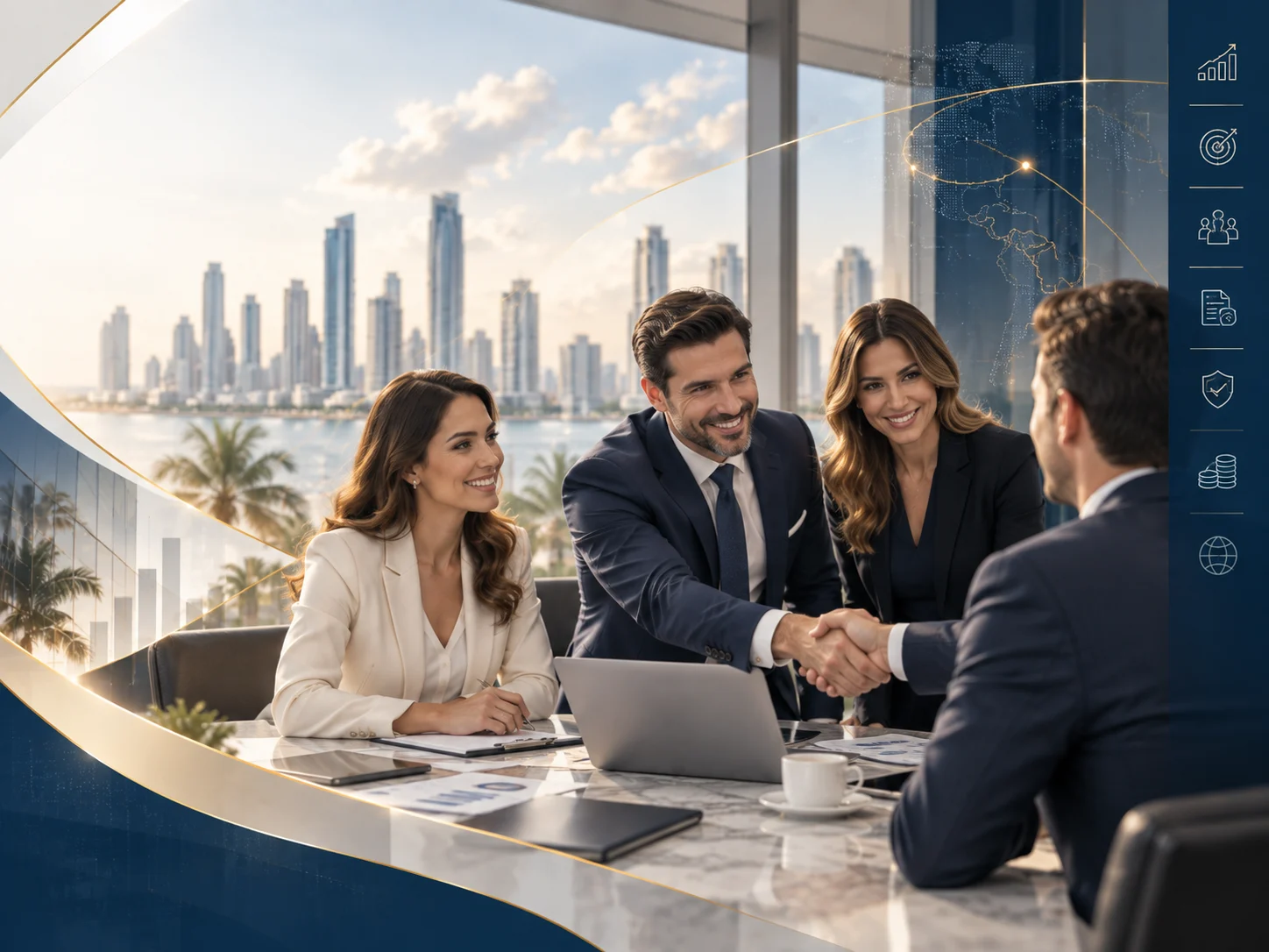 Consultores analizando estrategia empresarial y financiera